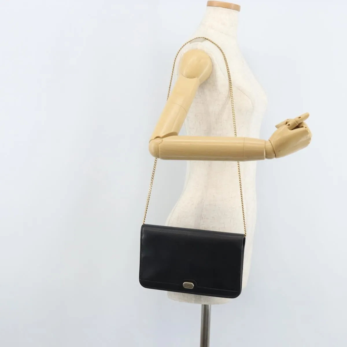 Christian Dior Vintage Honeycomb Chain Canvas Black Canvas Shoulder Bag Bag (Pre-Owned)