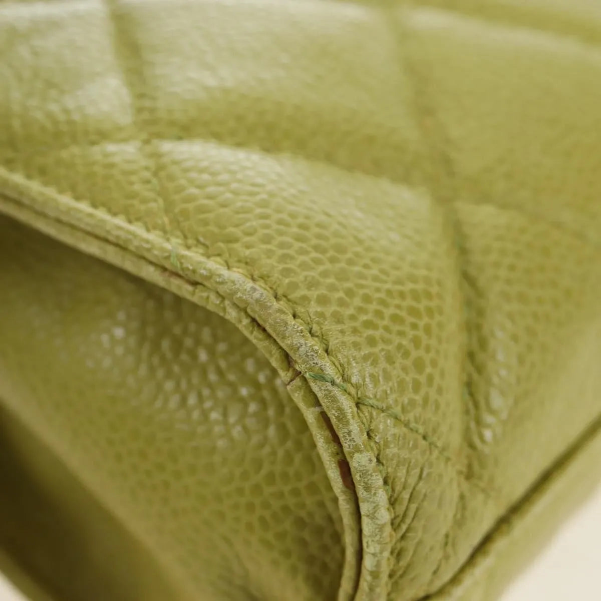 Chanel Vintage Zip Belt Quilted Caviar Yellow Leather Shoulder Bag Bag (Pre-Owned)