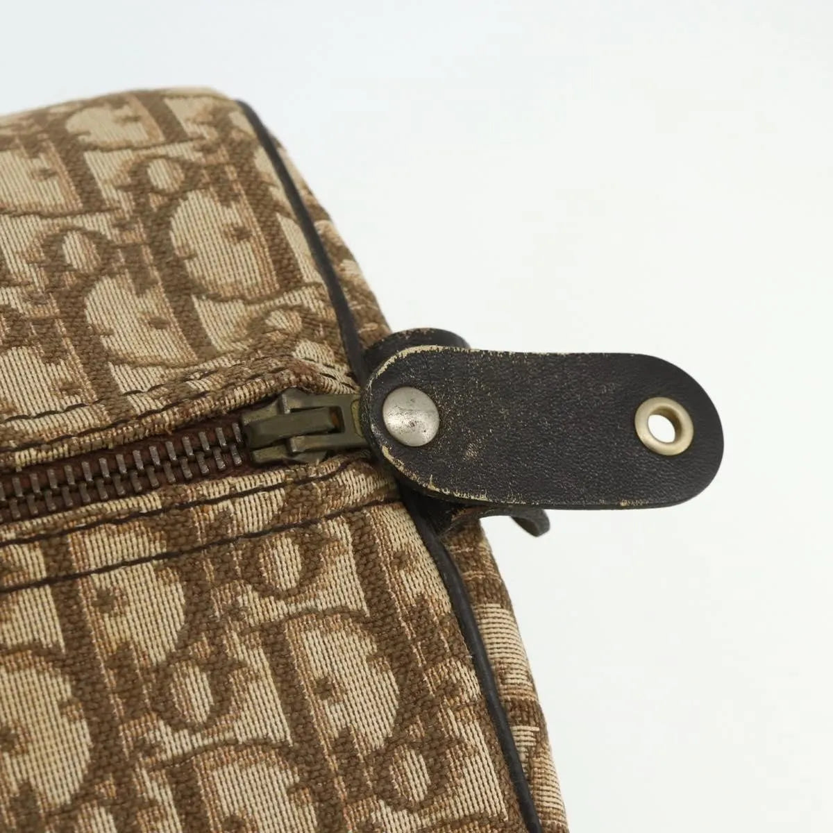 Christian Dior Vintage Trotter Boston Diorissimo Canvas Beige Canvas Handbag (Pre-Owned)