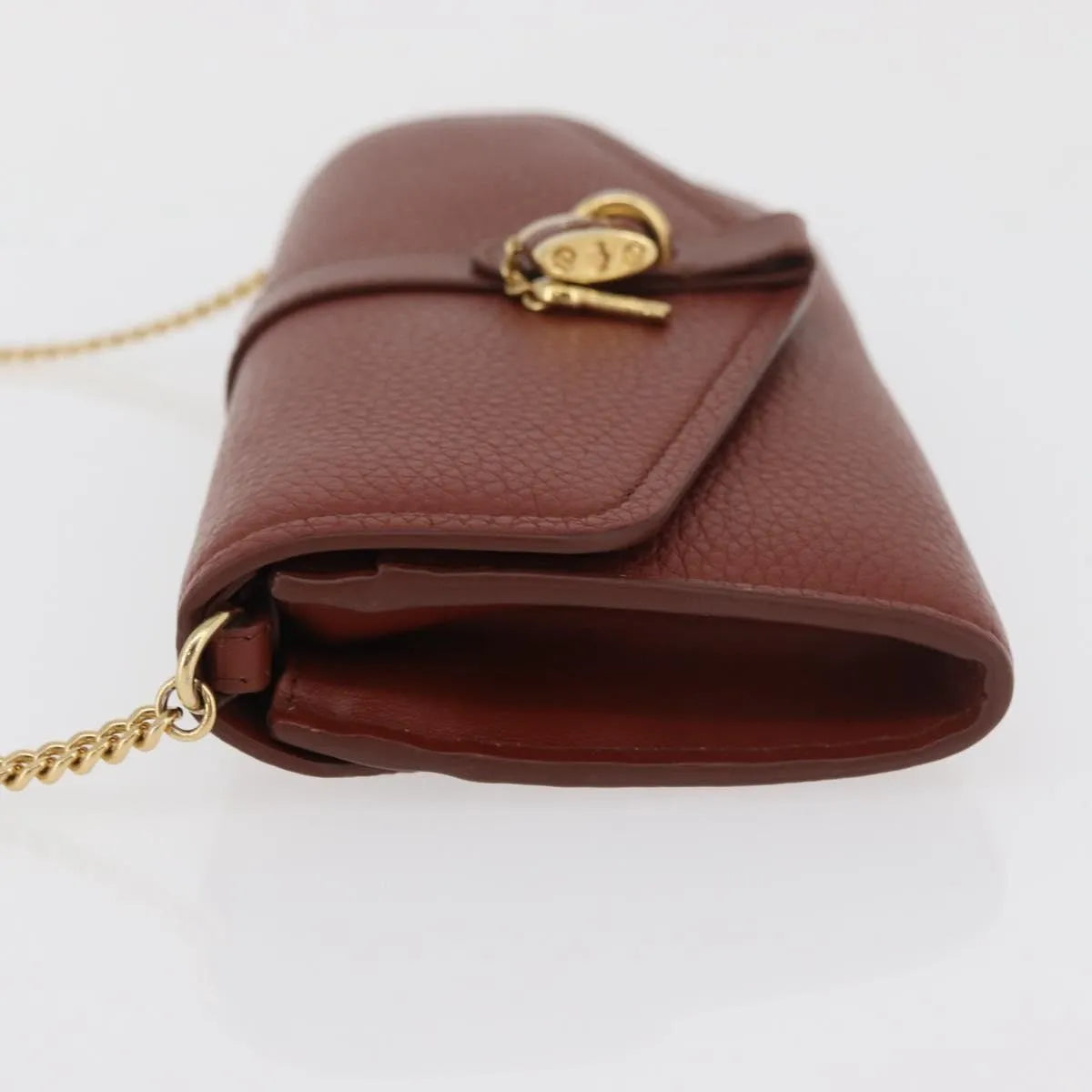 Chloe Aby Chain Leather Brown Leather Shoulder Bag Bag (Pre-Owned)