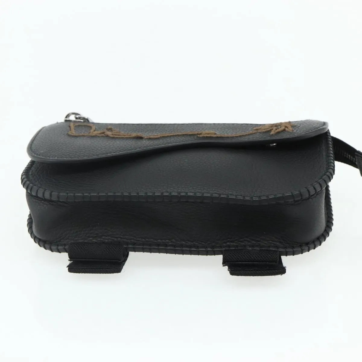 Christian Dior Saddle Pouch Belt Leather Black Leather Clutche & Pouche Bag (Pre-Owned)