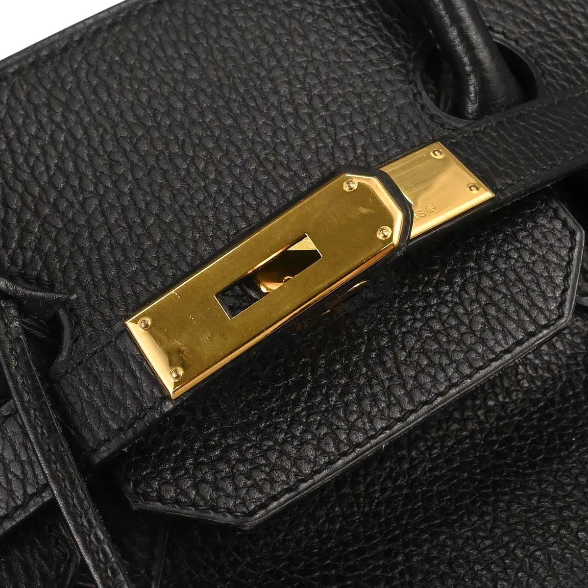 Hermes Birkin Handbag Black Ardennes With Gold Hardware Black Leather Handbag (Pre-Owned)