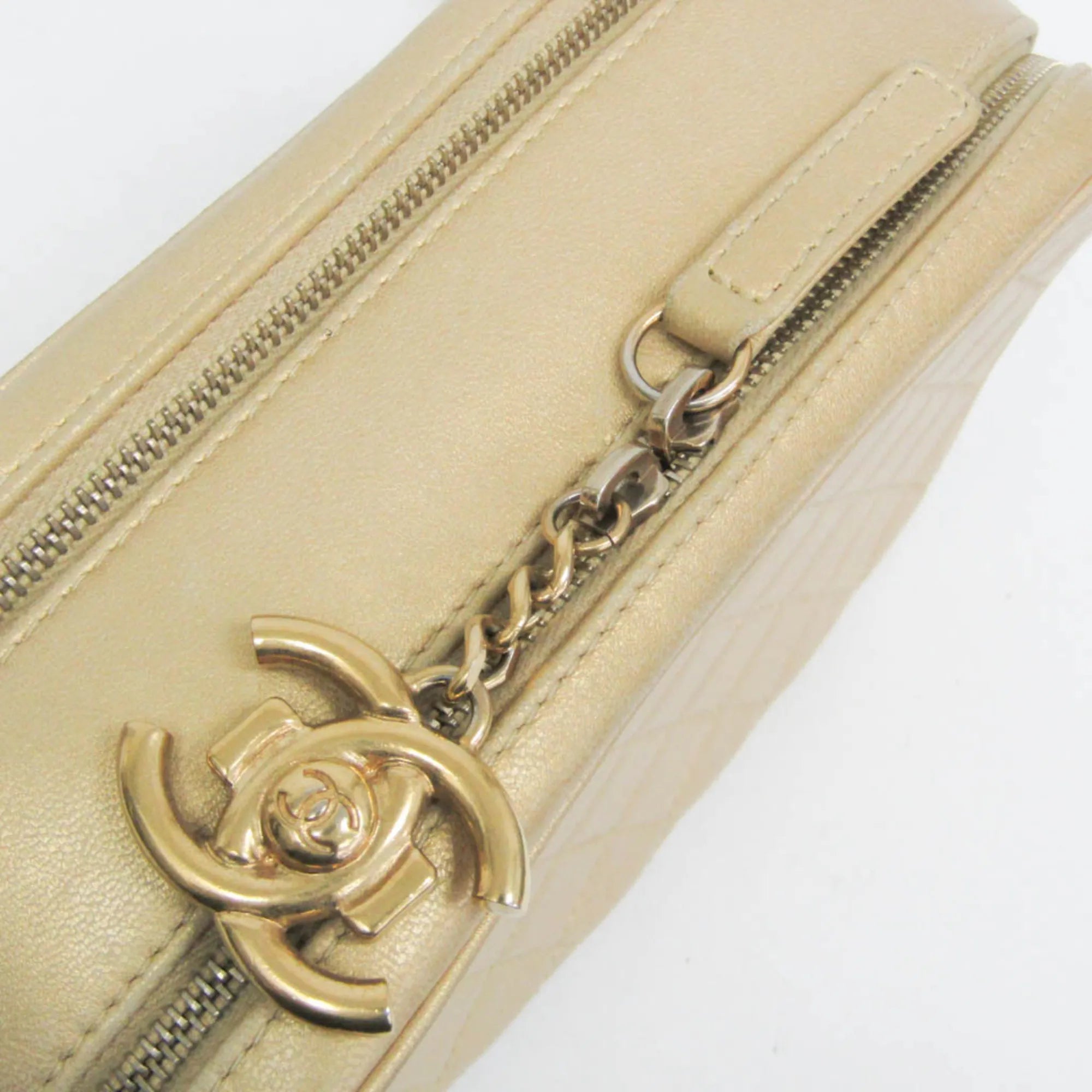 Chanel Coco Boy Camera Quilted Leather Gold Leather Shoulder Bag Bag (Pre-Owned)