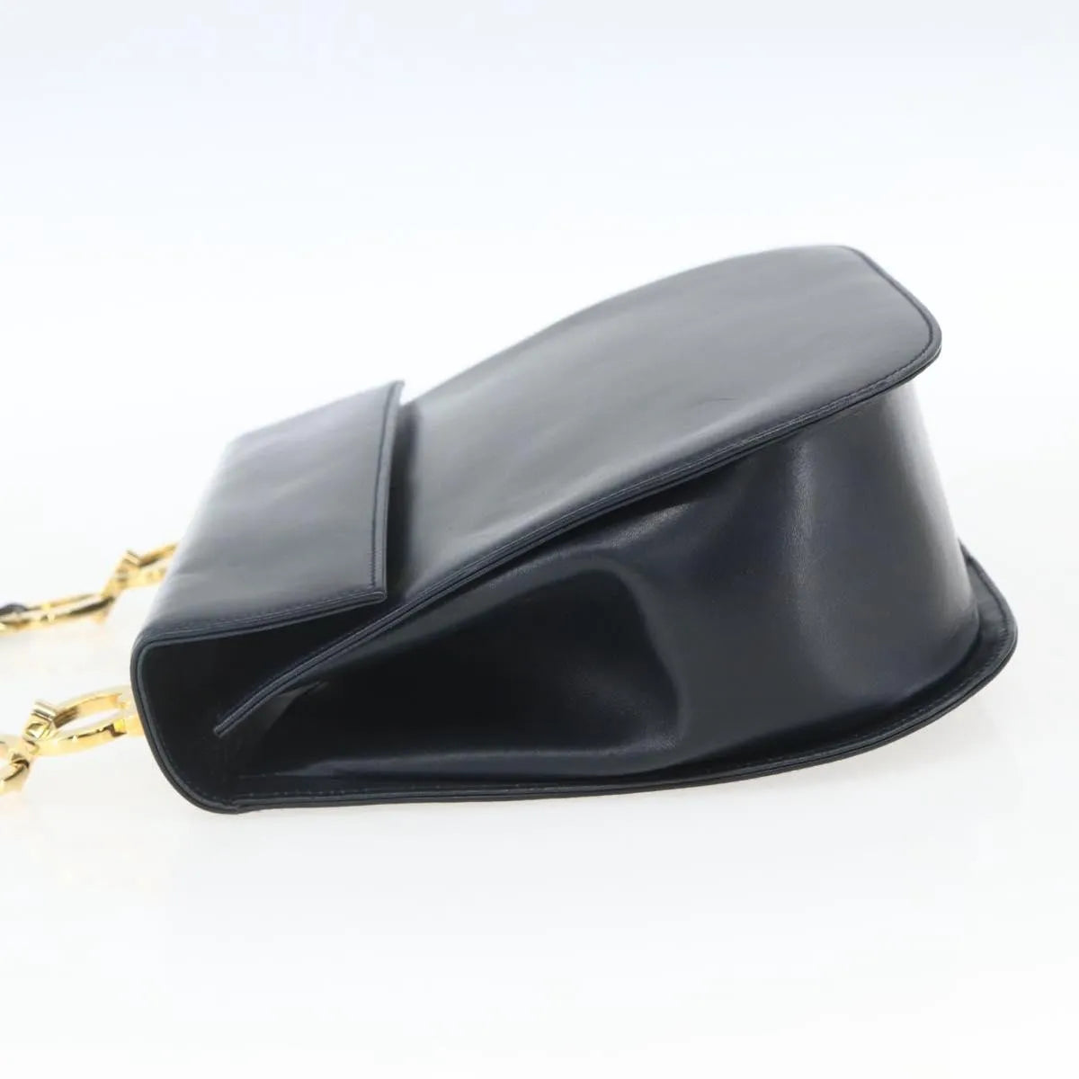 Salvatore Ferragamo Gancini Leather Navy Leather Shoulder Bag Bag (Pre-Owned)