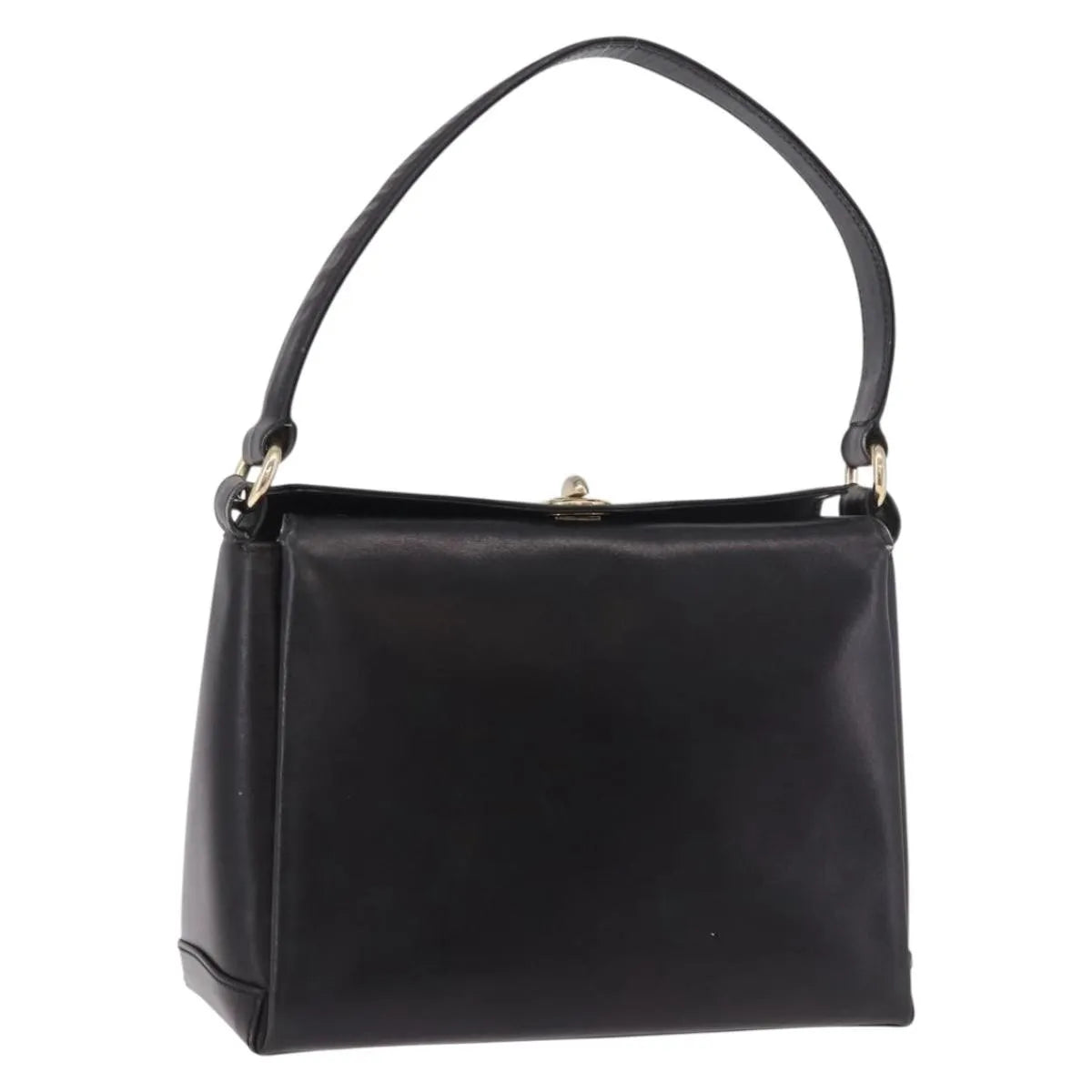 Gucci Vintage Convertible Bamboo Box Leather Black Leather Handbag (Pre-Owned)