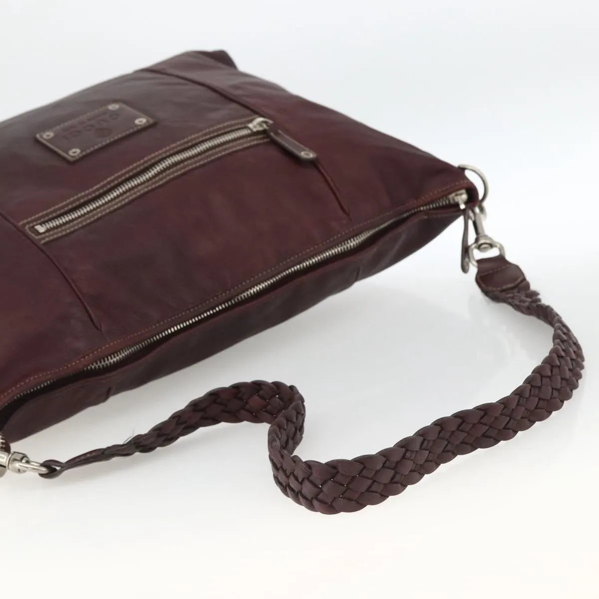 Gucci Logo Crest Messenger Leather Burgundy Leather Shoulder Bag Bag (Pre-Owned)