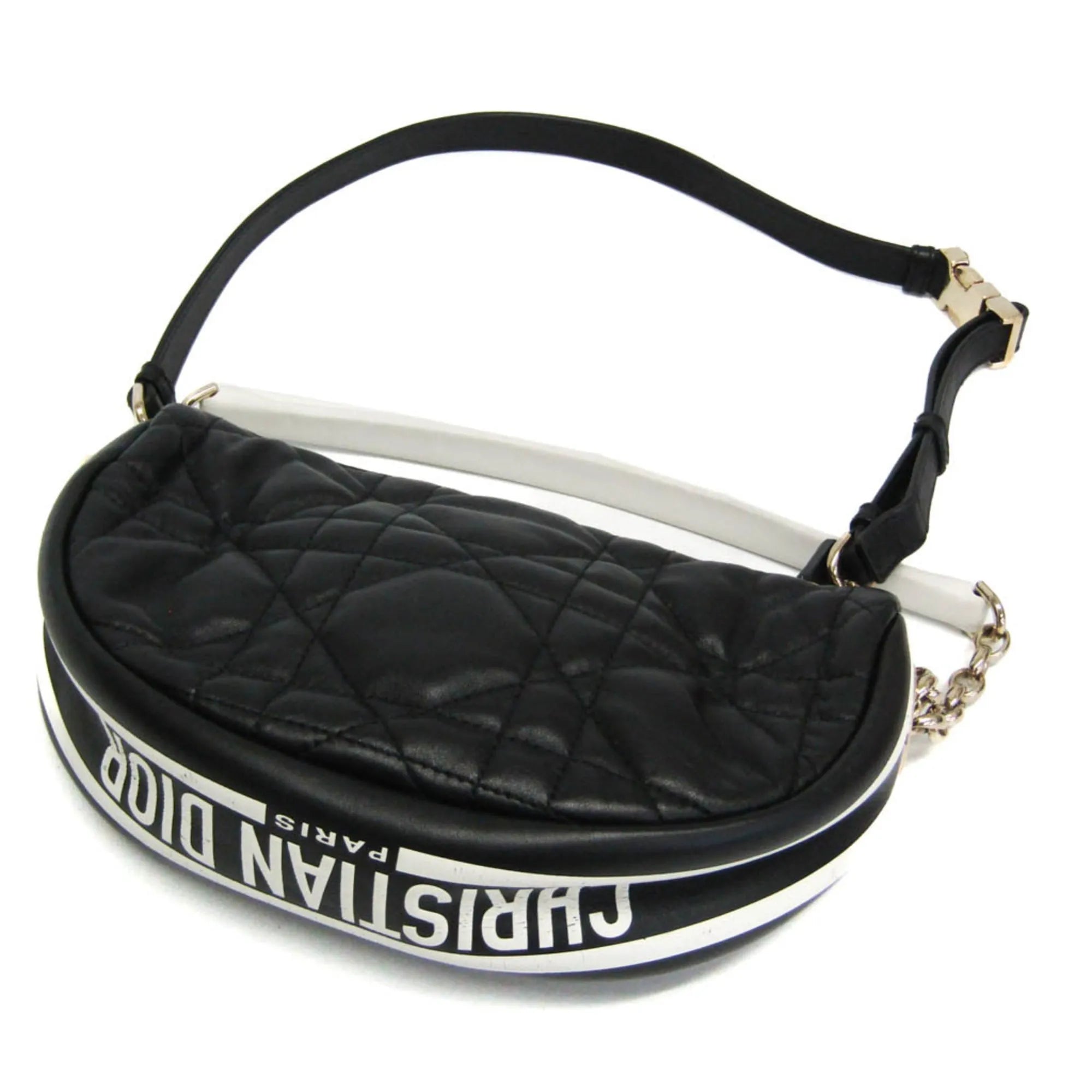 Christian Dior Vibe Hobo Cannage Quilt Lambskin Black Leather Handbag (Pre-Owned)