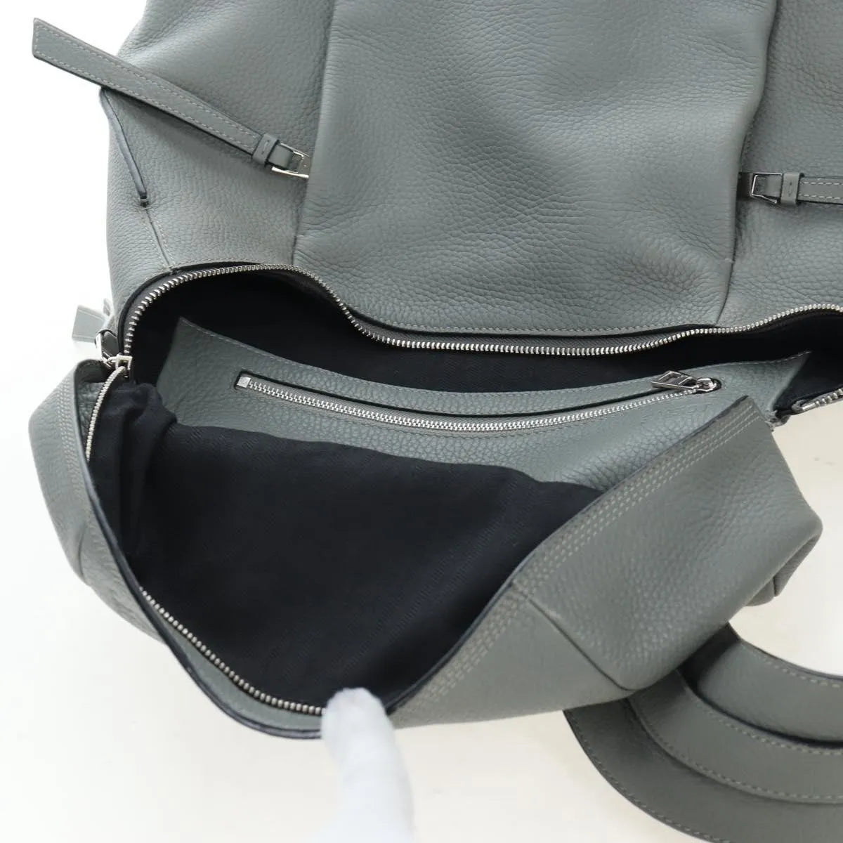 Loewe T Backpack Leather Gray Leather Backpack Bag (Pre-Owned)