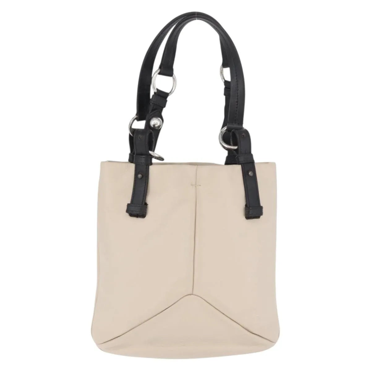 Saint Laurent Vintage Handbag Leather Beige Leather Handbag (Pre-Owned)