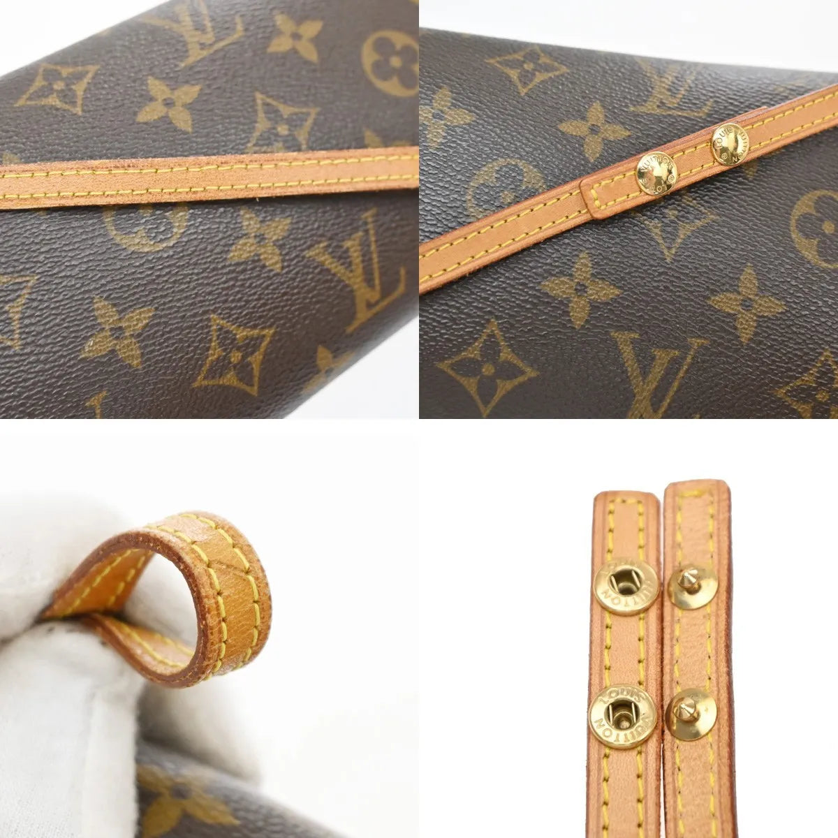 Louis Vuitton Twin Monogram Brown Leather Clutche & Pouche Bag (Pre-Owned)