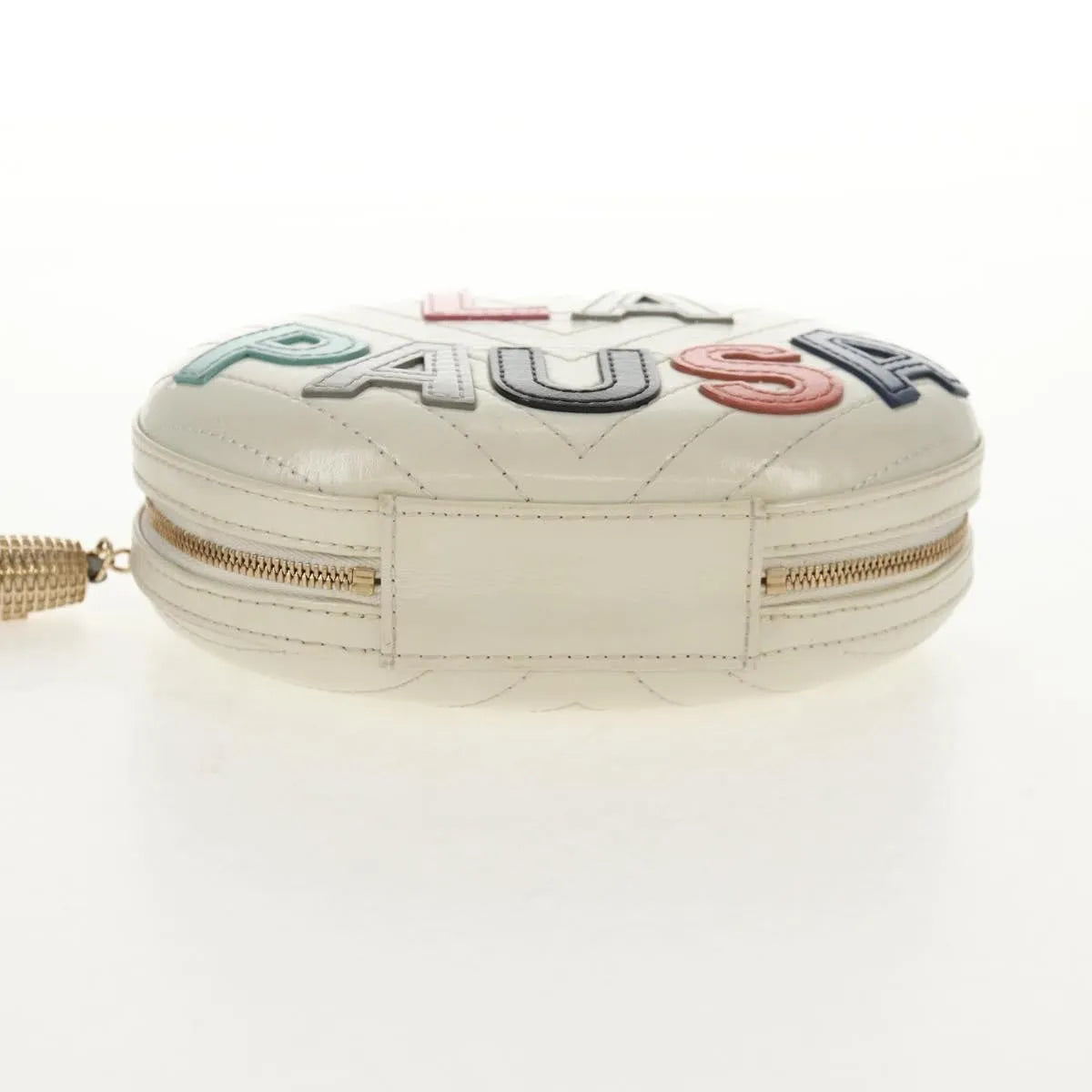 Chanel La Pausa Evening Chevron Lambskin With Applique White Leather Shoulder Bag Bag (Pre-Owned)