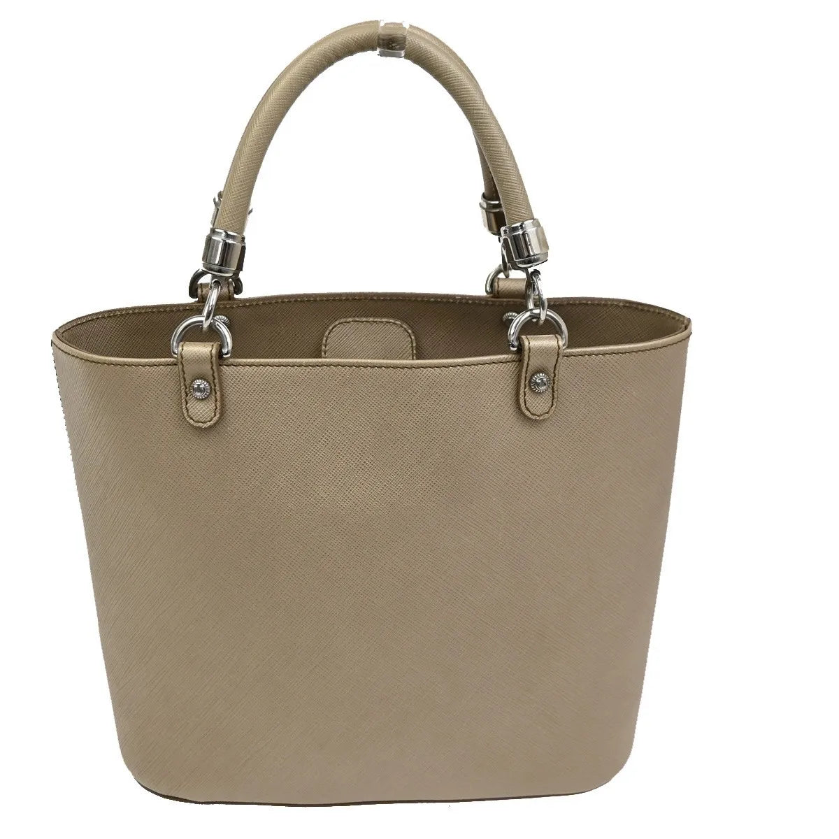 Salvatore Ferragamo Gancini Leather Beige Leather Handbag (Pre-Owned)