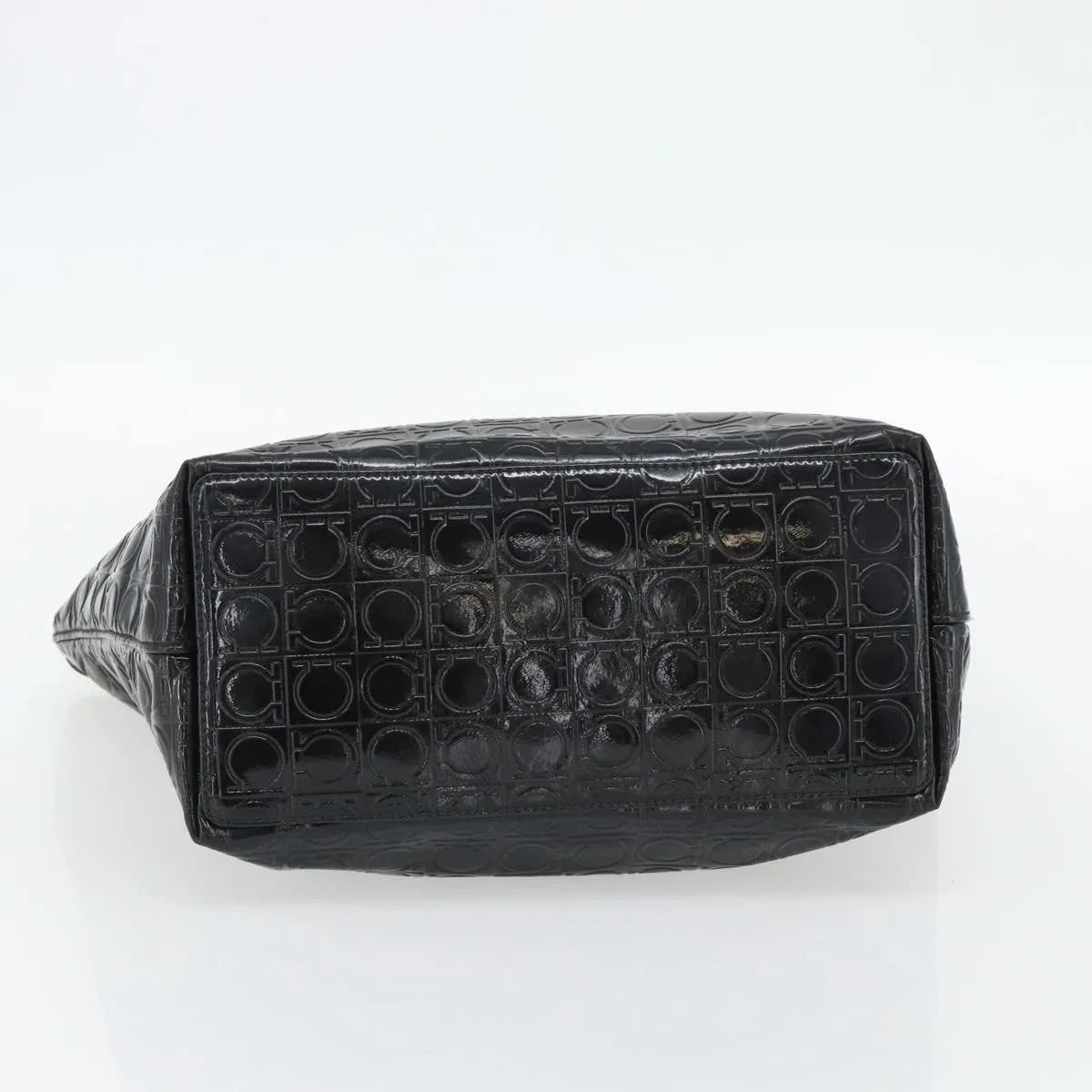 Salvatore Ferragamo Gancini Tote Patent Leather Black Patent_Leather Tote Bag Bag (Pre-Owned)