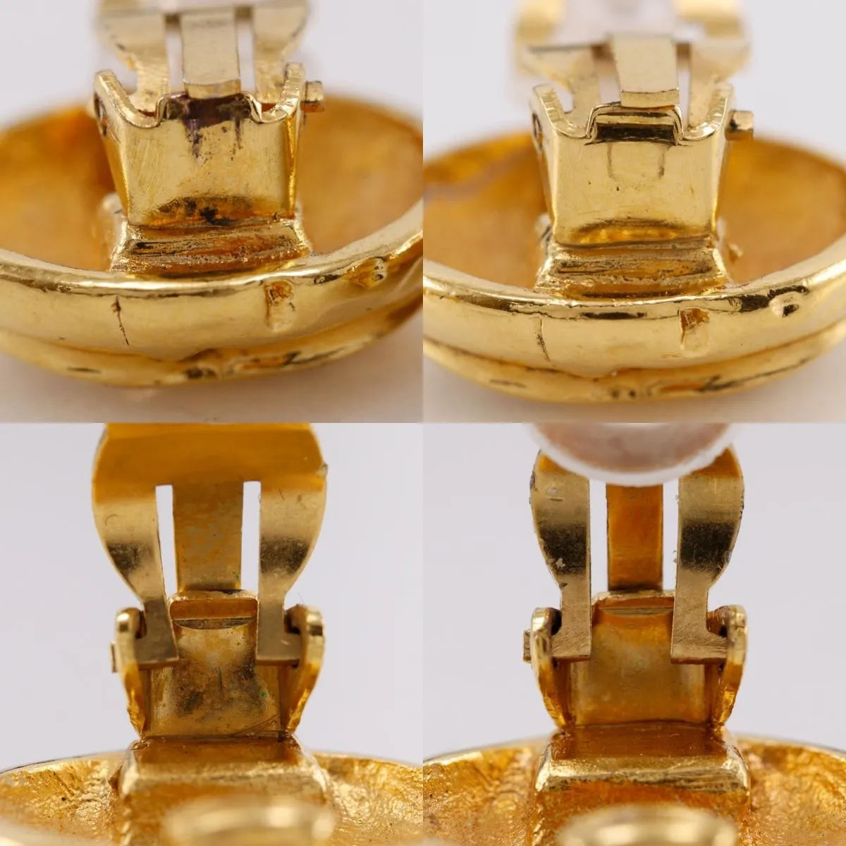 Chanel Vintage Cc Clip-On Metal Gold Gold_Plated Earrings Jewelry (Pre-Owned)