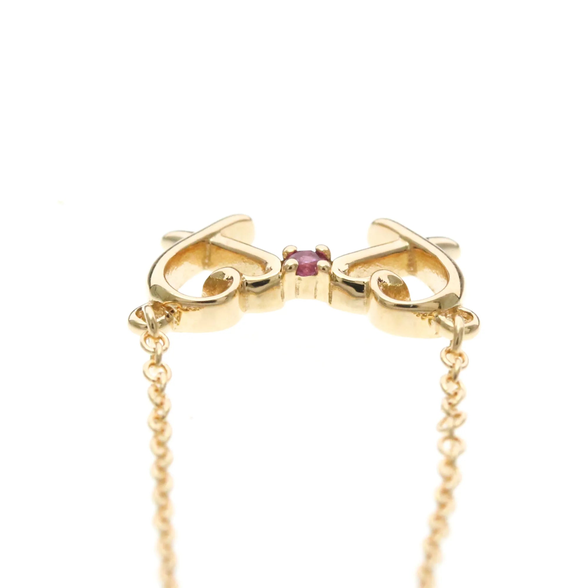 Tiffany & Co. Double Loving Heart Pendant 18K Rose Gold With Pink Sapphire Gold Pink_Gold Necklace Jewelry (Pre-Owned)