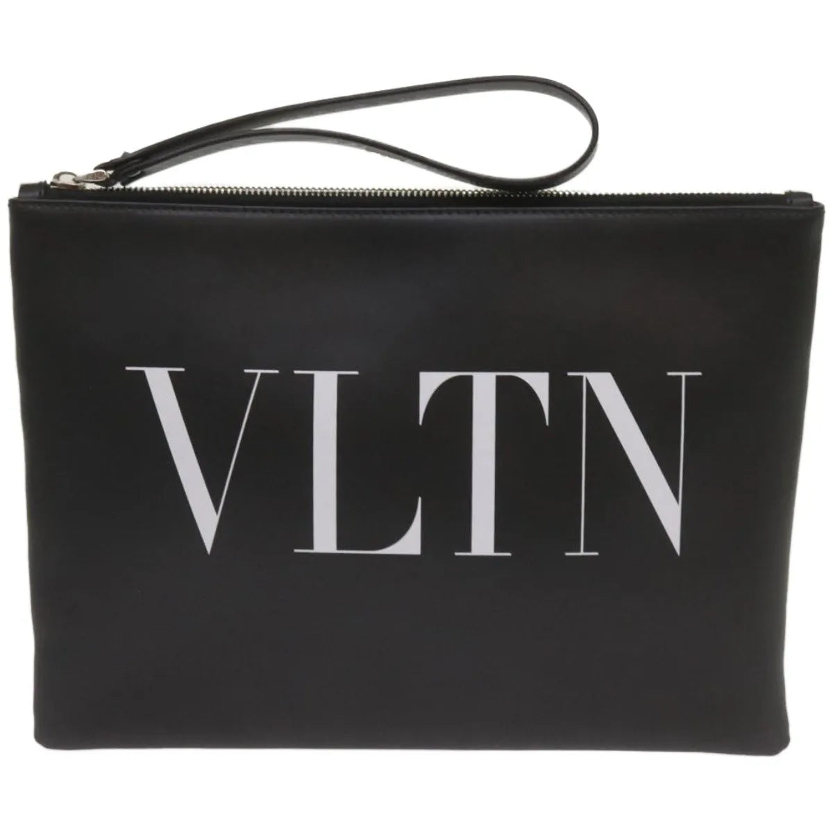 Valentino Garavani Vltn Wristlet Clutch Printed Leather Black Leather Clutche & Pouche Bag (Pre-Owned)