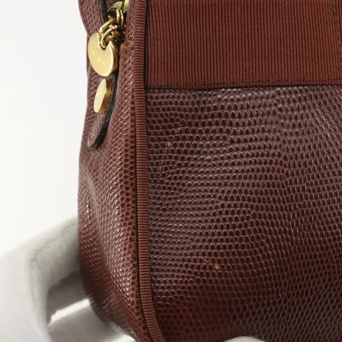 Salvatore Ferragamo Vara Bow Camera Leather Brown Leather Shoulder Bag Bag (Pre-Owned)