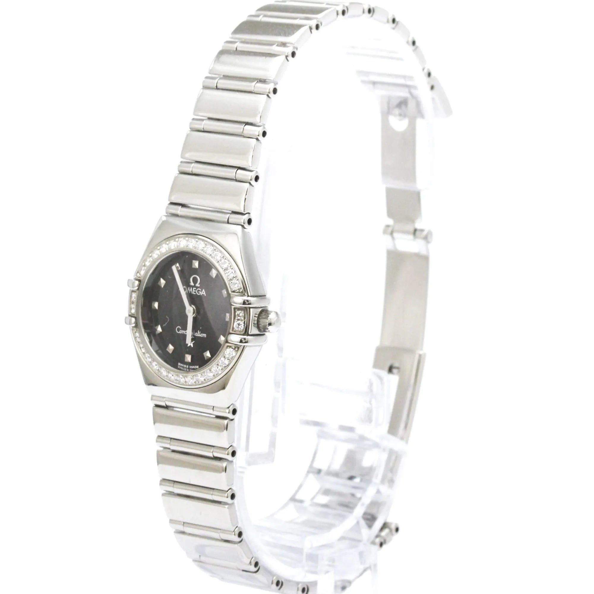 Omega Constellation Quartz Stainless Steel With Diamond Bezel Watch (Pre-Owned)