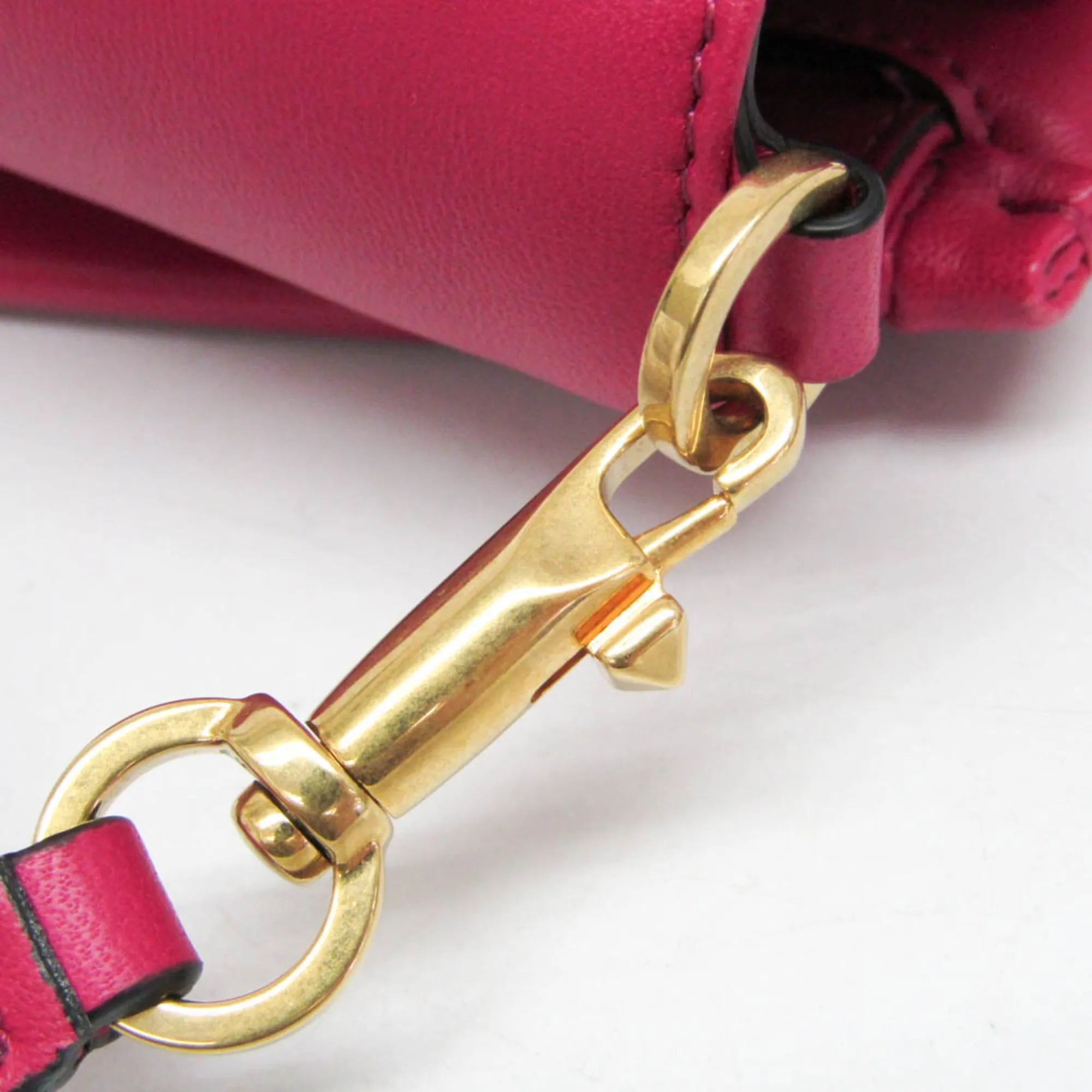 Valentino Garavani One Stud Top Handle Leather Pink Leather Handbag (Pre-Owned)