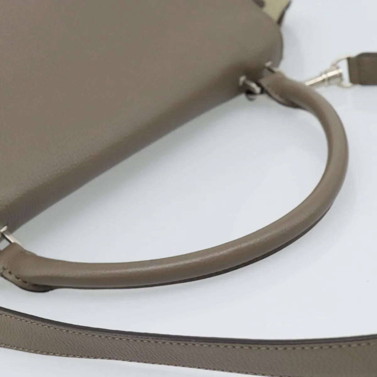 Celine Trapeze Leather With Suede Gray Leather Handbag (Pre-Owned)