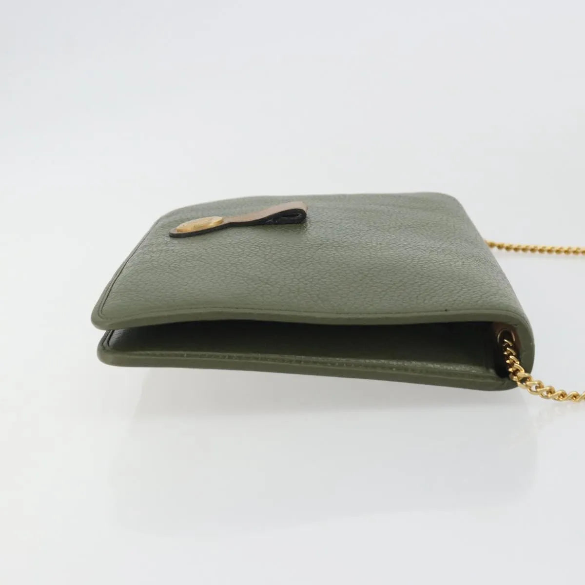 Christian Dior Vintage Chain Flap Leather Green Leather Shoulder Bag Bag (Pre-Owned)