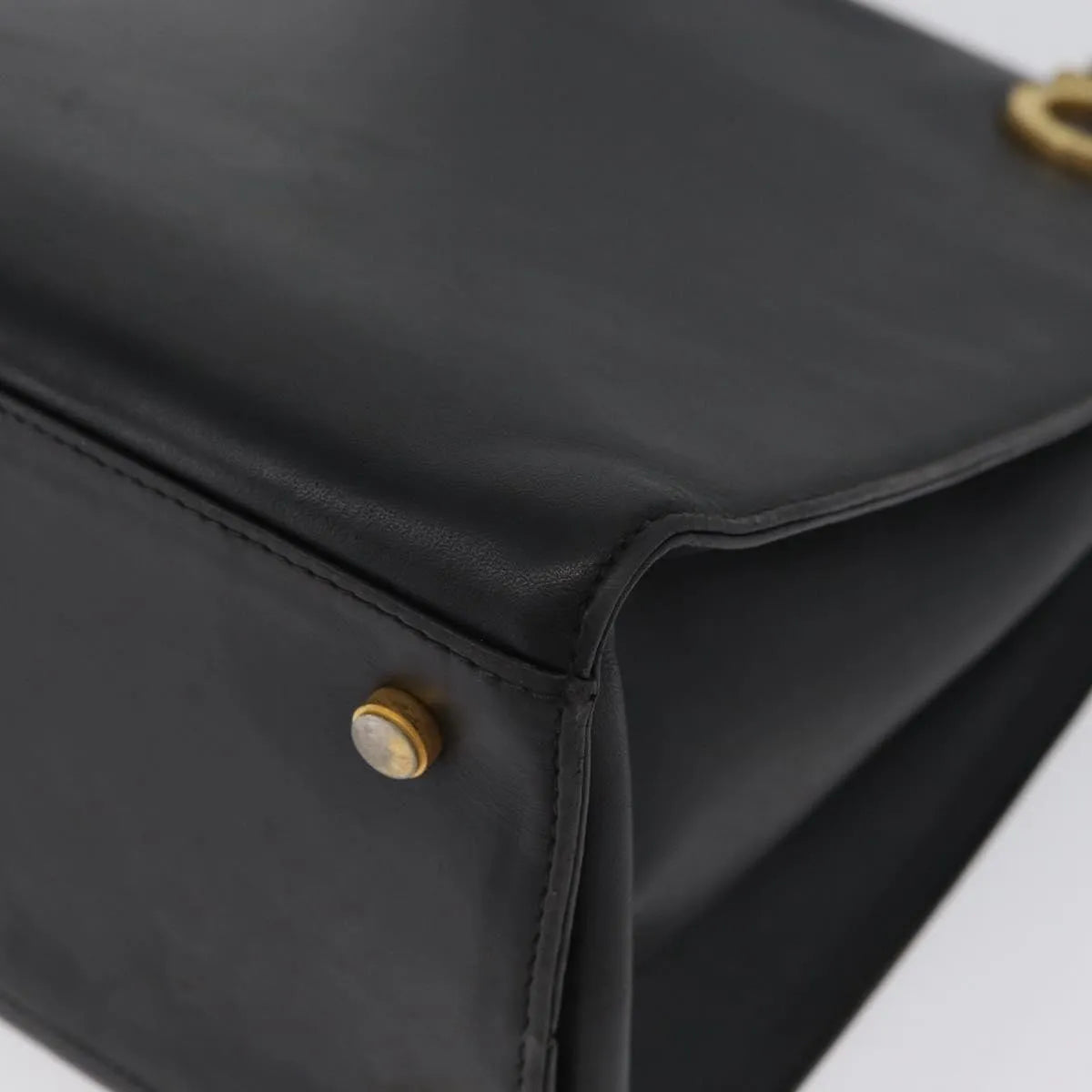 Salvatore Ferragamo Gancini Tote Leather Black Leather Tote Bag Bag (Pre-Owned)