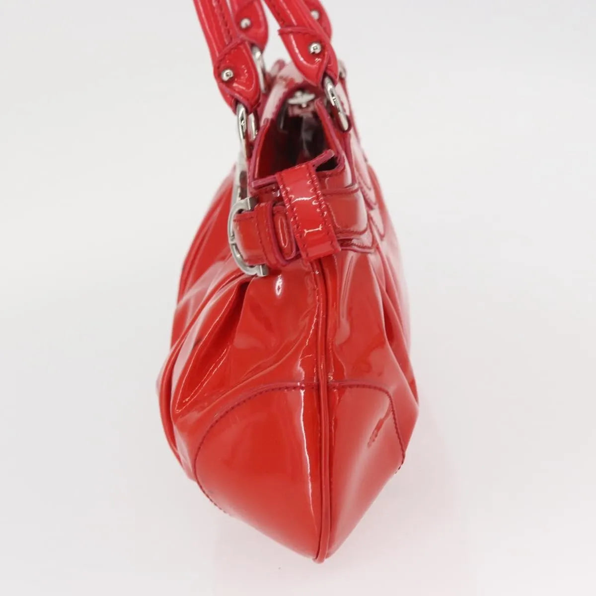 Salvatore Ferragamo Marisa Patent Leather Red Patent_Leather Handbag (Pre-Owned)