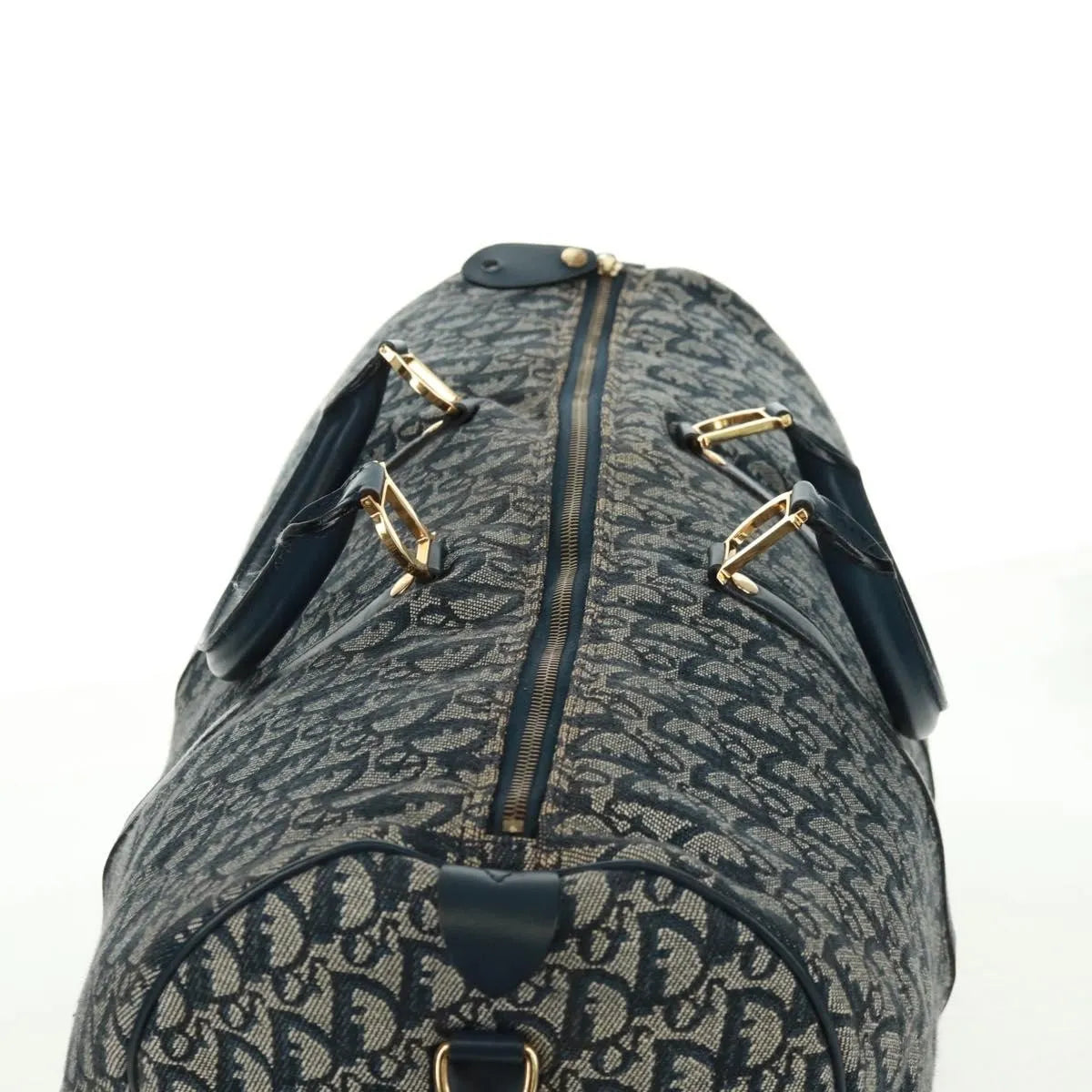 Christian Dior Vintage Trotter Boston Diorissimo Canvas Navy Canvas Handbag (Pre-Owned)
