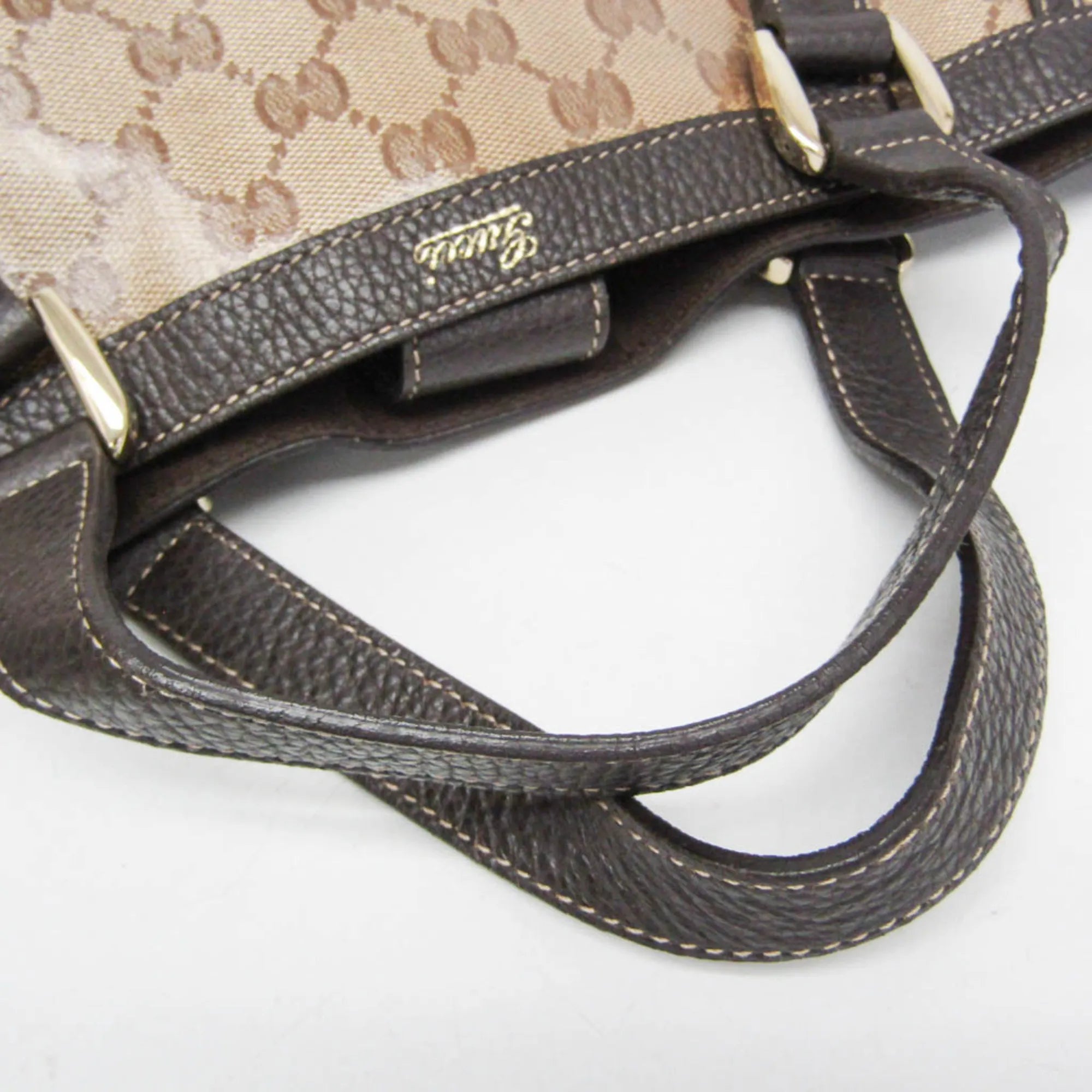 Gucci Abbey D-Ring Convertible Monogram Gg Crystal Beige Leather Handbag (Pre-Owned)