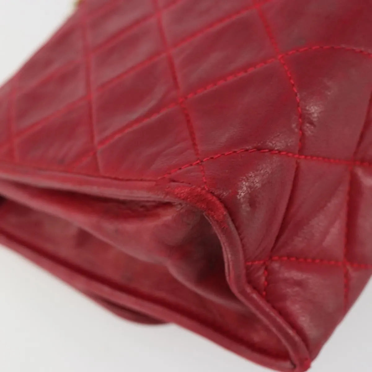 Chanel Vintage Tassel Flap Quilted Lambskin Red Leather Shoulder Bag Bag (Pre-Owned)