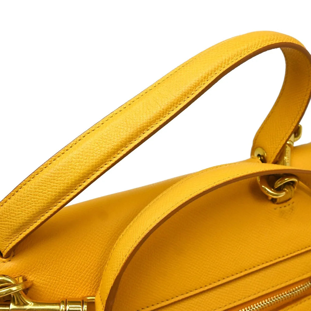 Celine Belt Textured Leather Yellow Leather Handbag (Pre-Owned)