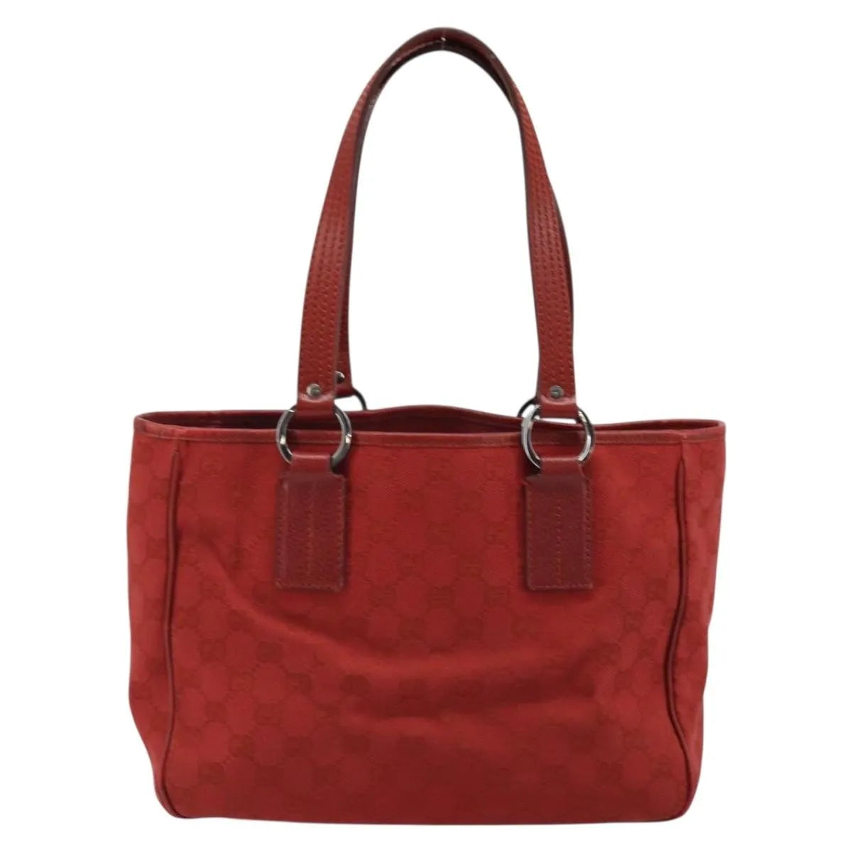 Gucci Vintage Open Tote Gg Canvas And Leather Red Canvas Tote Bag Bag (Pre-Owned)