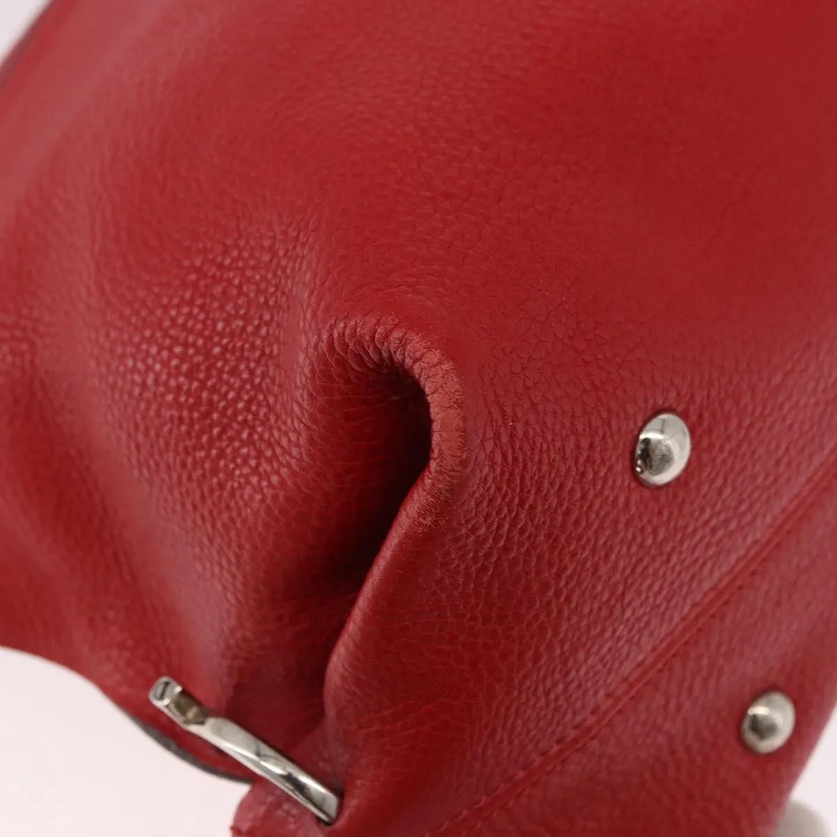 Salvatore Ferragamo Sofia Satchel Grainy Leather Red Leather Handbag (Pre-Owned)