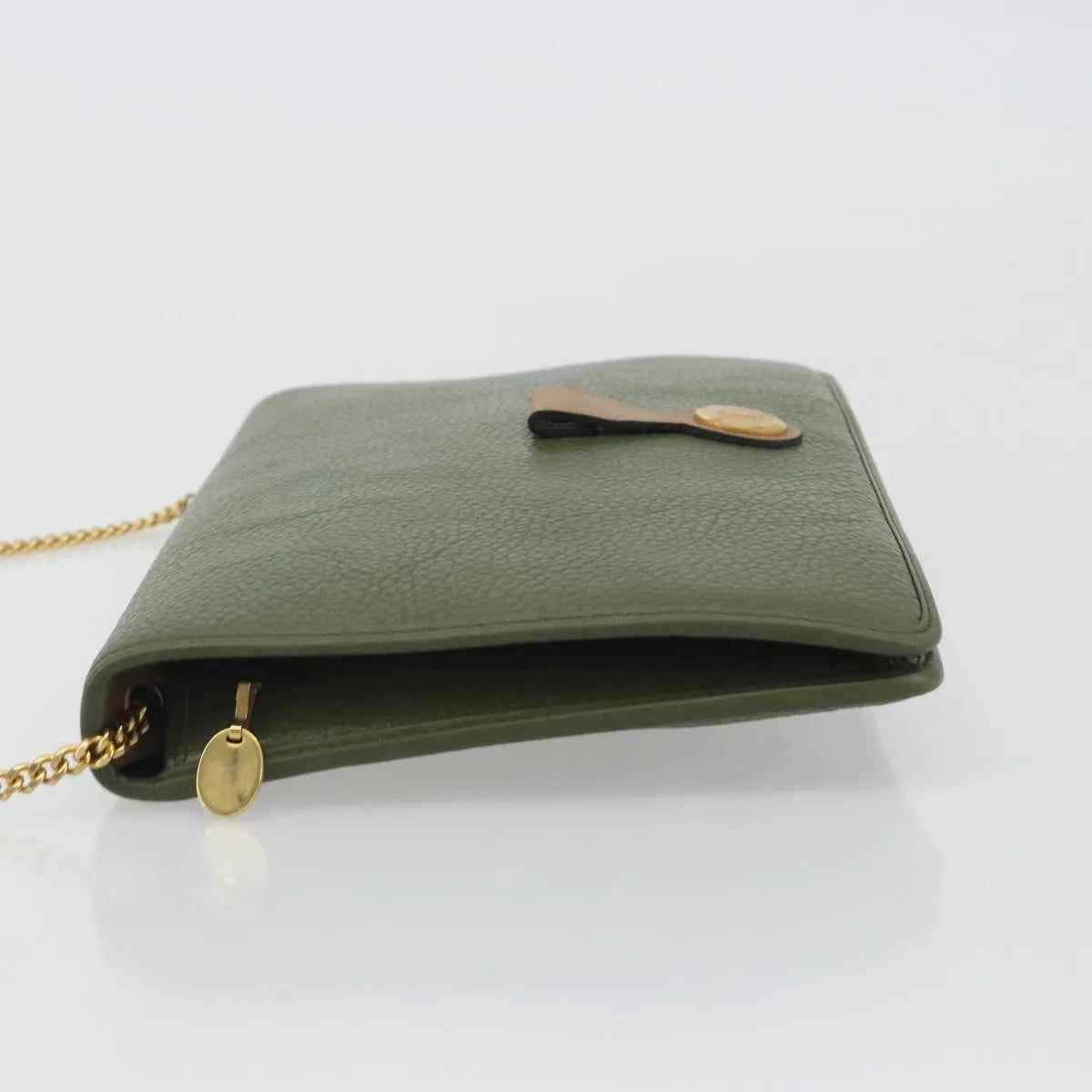 Christian Dior Vintage Chain Flap Leather Green Leather Shoulder Bag Bag (Pre-Owned)