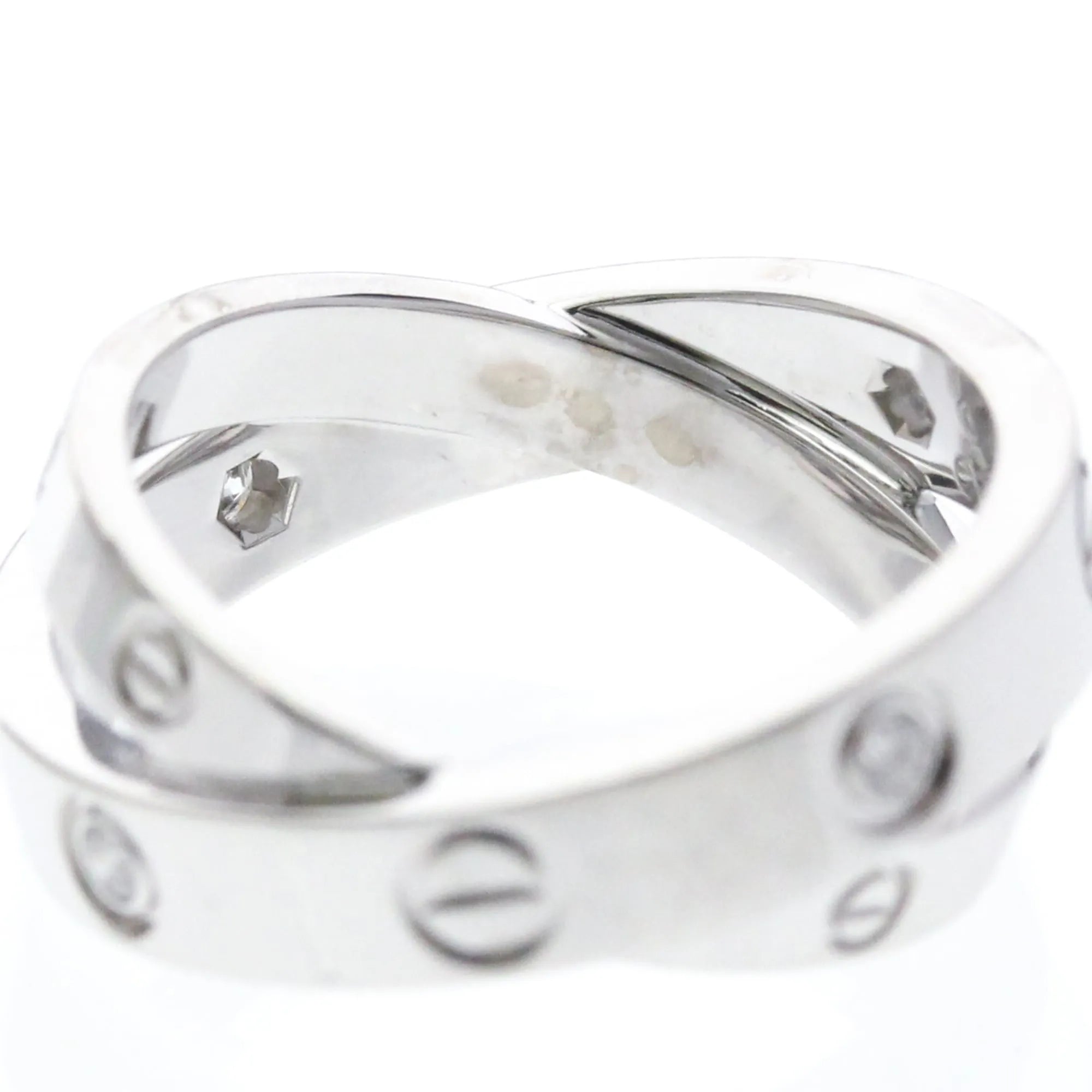 Cartier Be Love 18K White Gold With Diamonds Silver White_Gold Ring Jewelry (Pre-Owned)