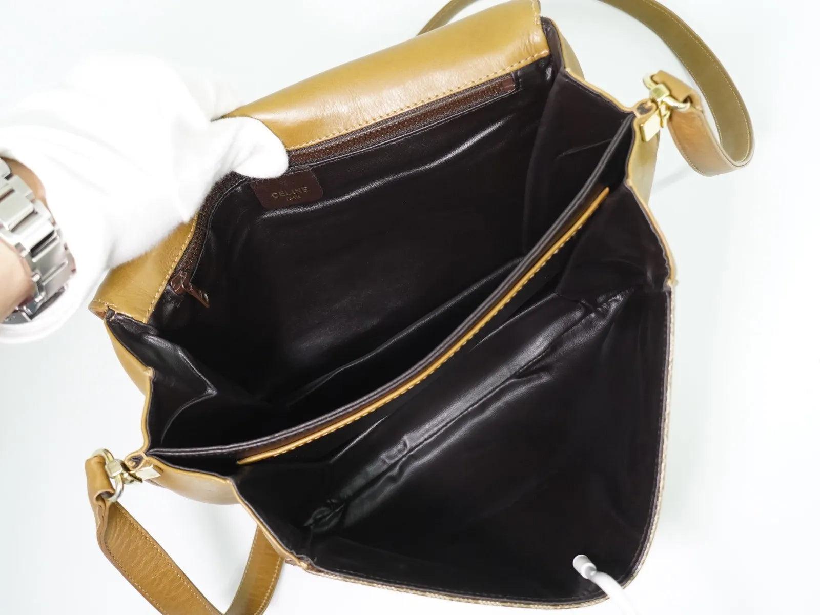 Celine Vintage Macadam Canvas And Leather Beige Canvas Shoulder Bag Bag (Pre-Owned)