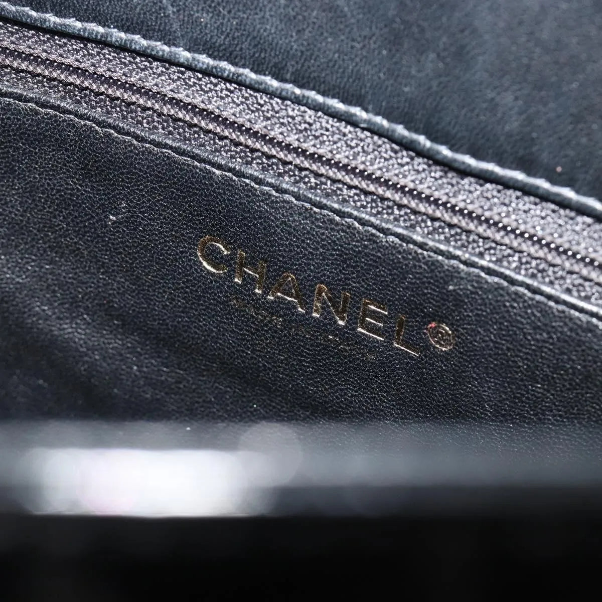 Chanel Chocolate Bar Cc Tote Quilted Patent Black Patent_Leather Tote Bag Bag (Pre-Owned)