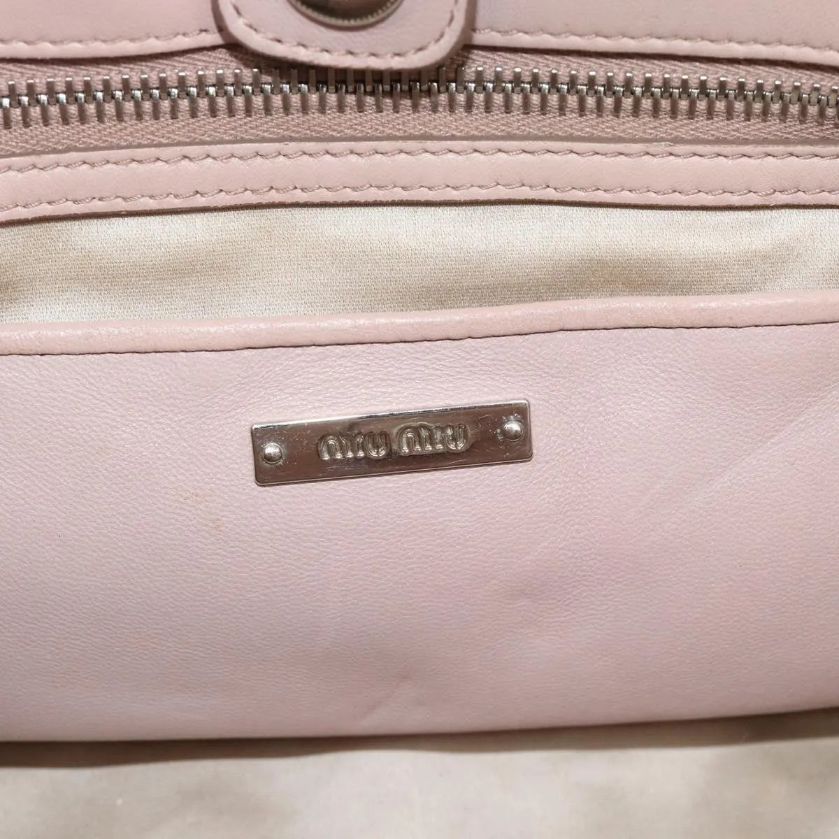 Miu Miu Crystal Tote Matelasse Leather Pink Leather Shoulder Bag Bag (Pre-Owned)