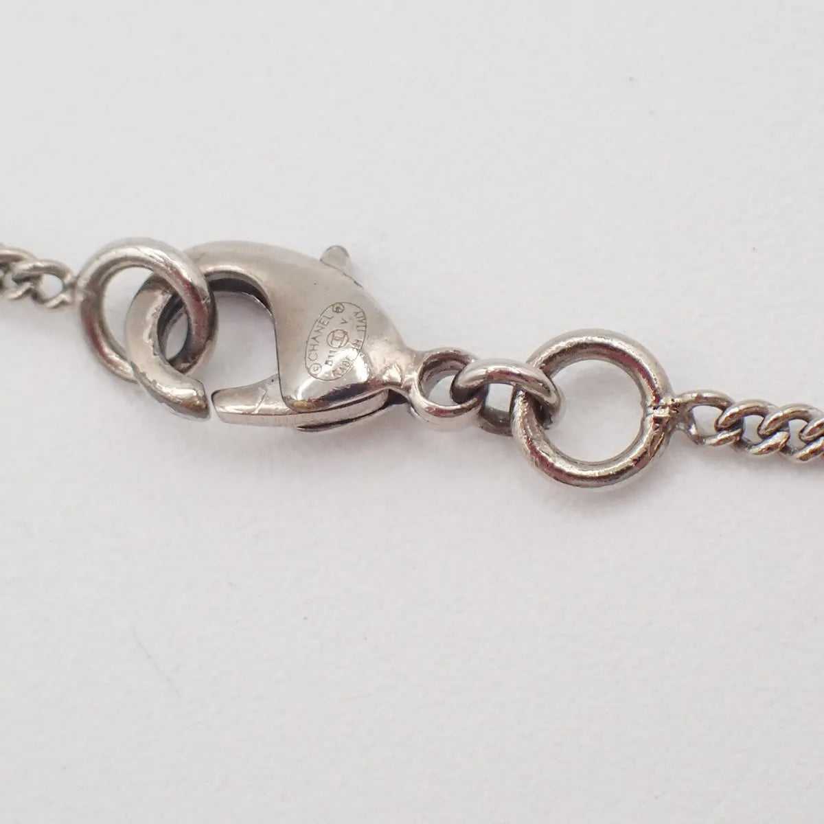 Chanel Vintage Cc Logo Chain Charm Pendant Silver Plated Silver Silver_Plated Necklace Jewelry (Pre-Owned)