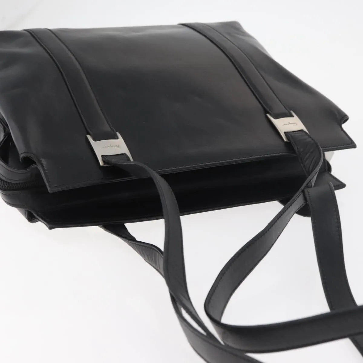 Salvatore Ferragamo Vintage Leather Black Leather Tote Bag Bag (Pre-Owned)