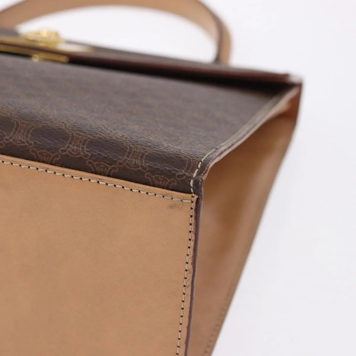 Celine Vintage Macadam Canvas And Leather Brown Canvas Handbag (Pre-Owned)