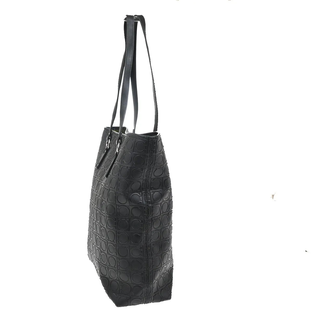 Salvatore Ferragamo Gancini Tote Gancini Canvas Black Canvas Tote Bag Bag (Pre-Owned)