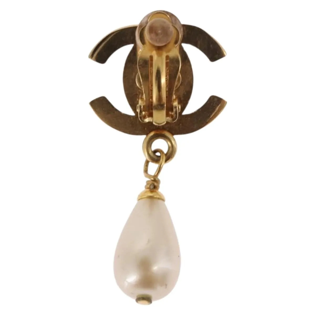 Chanel Cc Dangle Clip-On Metal Gold Metal Earrings Jewelry (Pre-Owned)