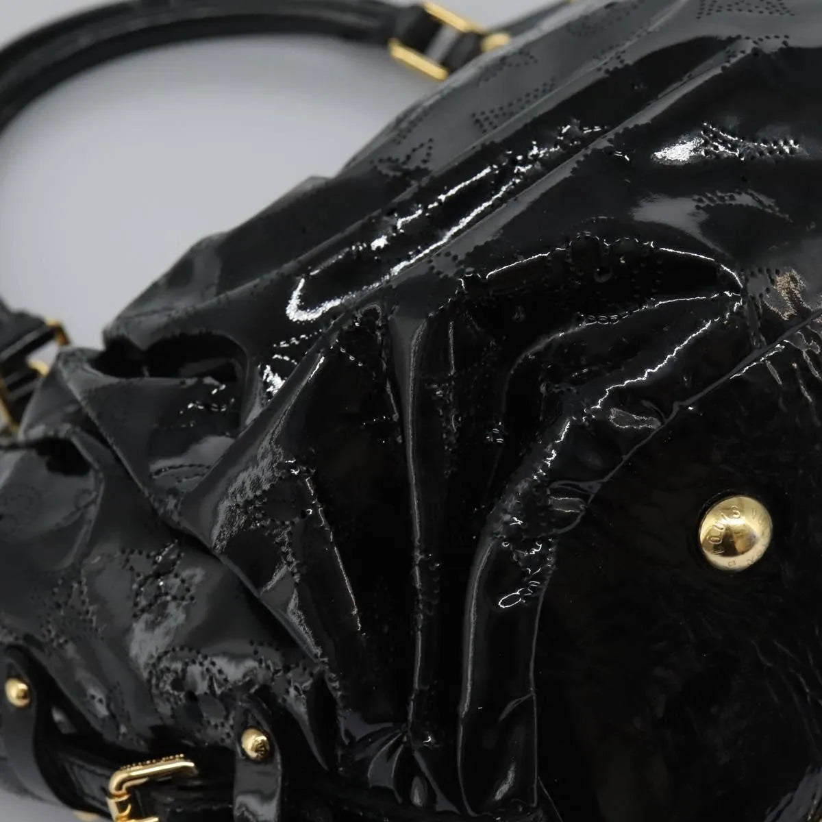 Louis Vuitton L Hobo Surya Leather Black Patent_Leather Handbag (Pre-Owned)