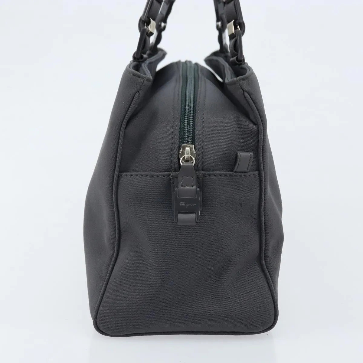 Salvatore Ferragamo Vala Canvas Gray Canvas Handbag (Pre-Owned)