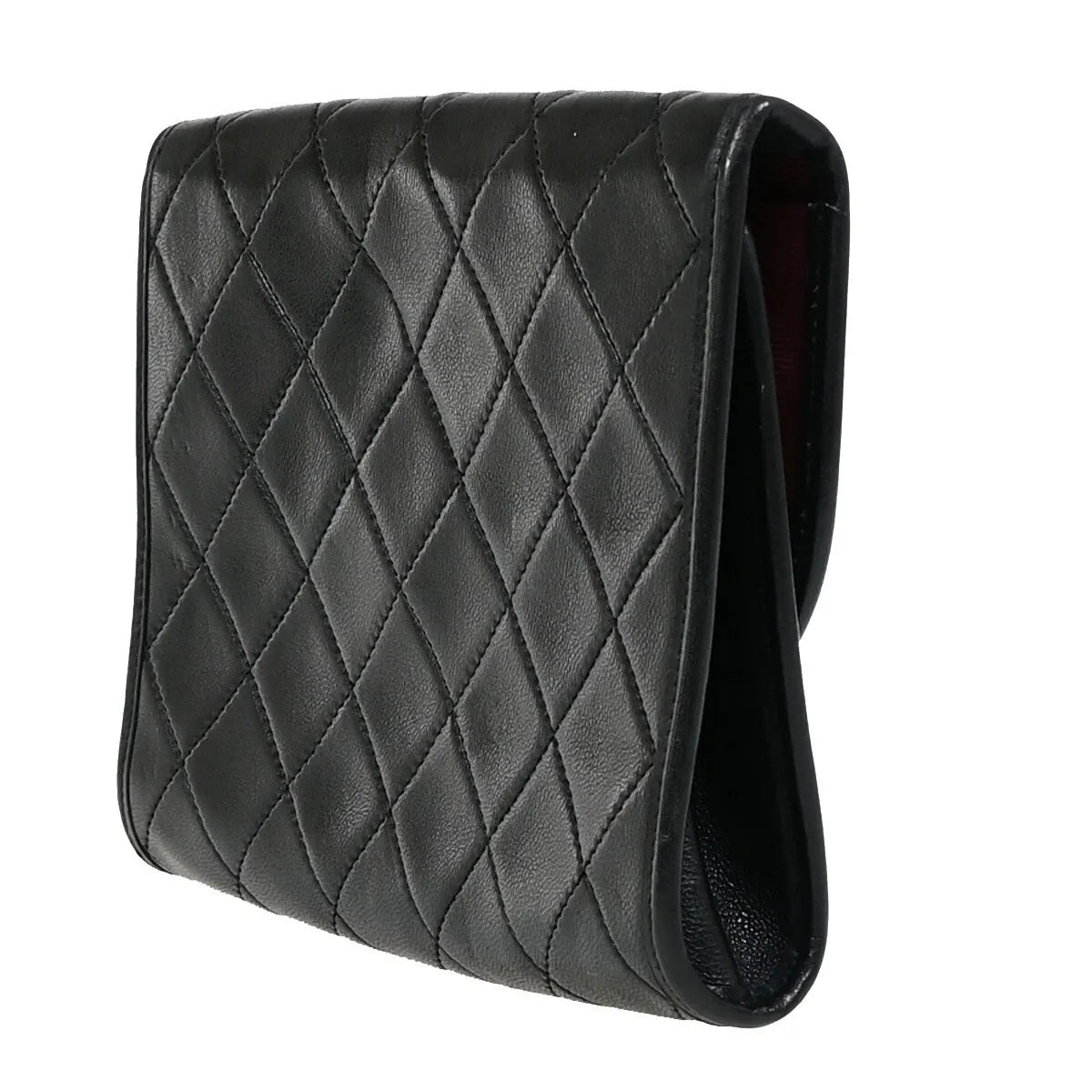 Chanel Vintage Round Flap Quilted Lambskin Black Leather Bag (Pre-Owned)