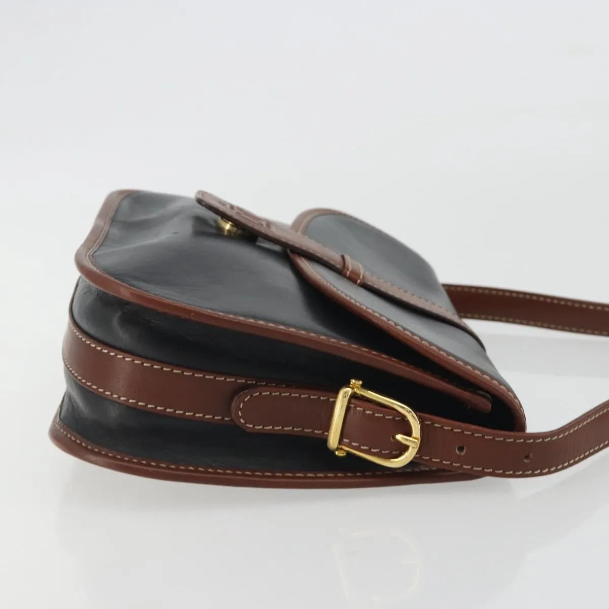 Celine Vintage Flap Leather Black Leather Shoulder Bag Bag (Pre-Owned)