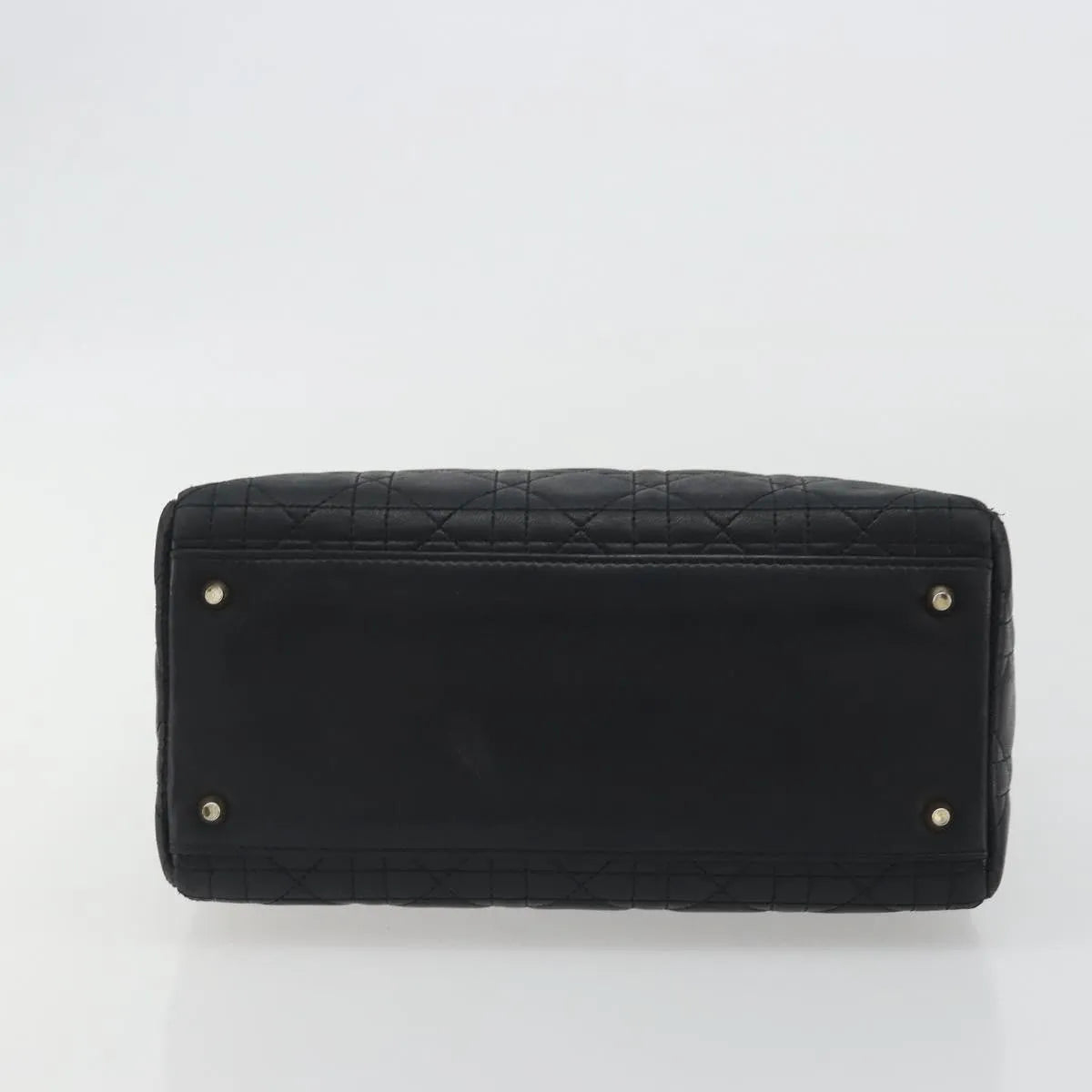 Christian Dior Vintage Lady Dior Cannage Quilt Lambskin Black Leather Handbag (Pre-Owned)