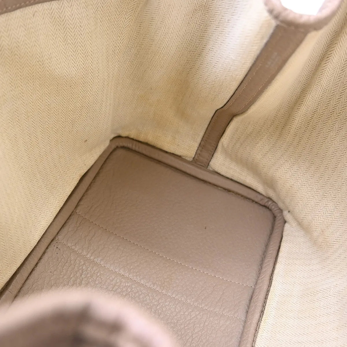 Hermes Quadrige Garden Party Tote Leather Beige Leather Handbag (Pre-Owned)