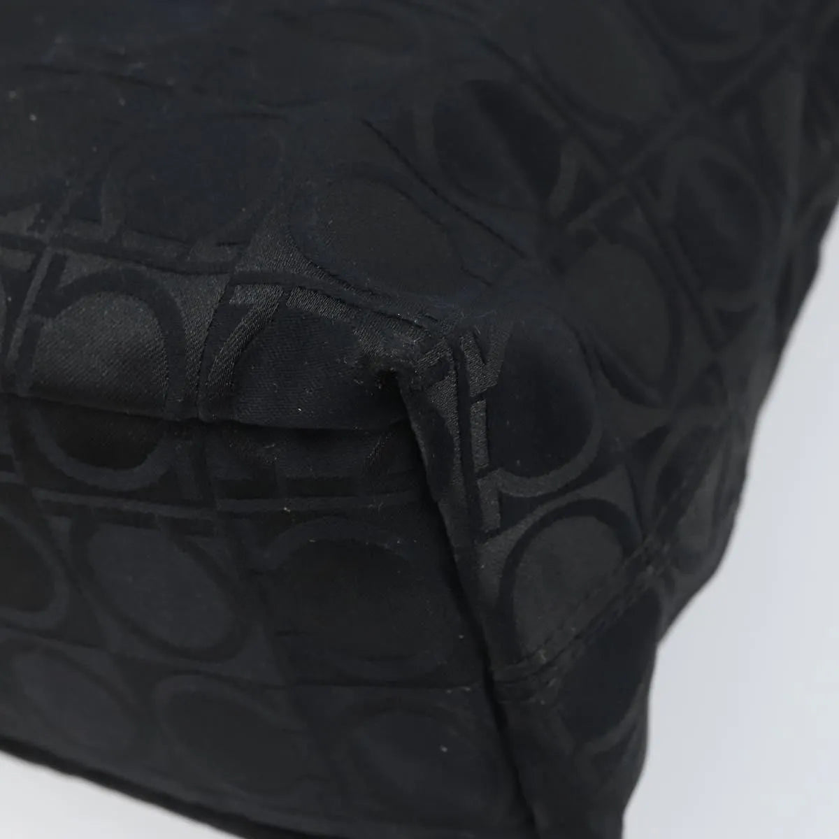Salvatore Ferragamo Gancini Tote Gancini Canvas Black Nylon Tote Bag Bag (Pre-Owned)